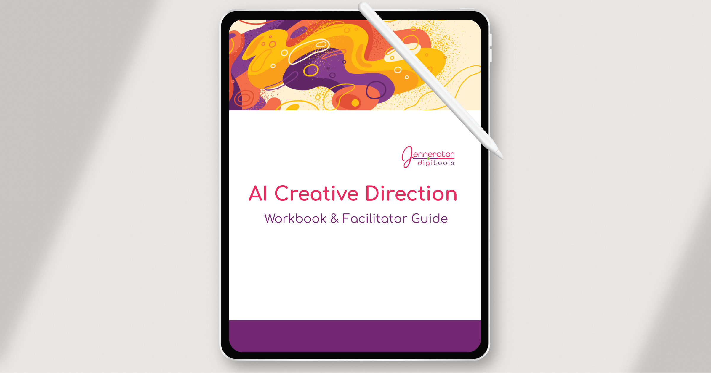 Tablet displaying creative direction workbook