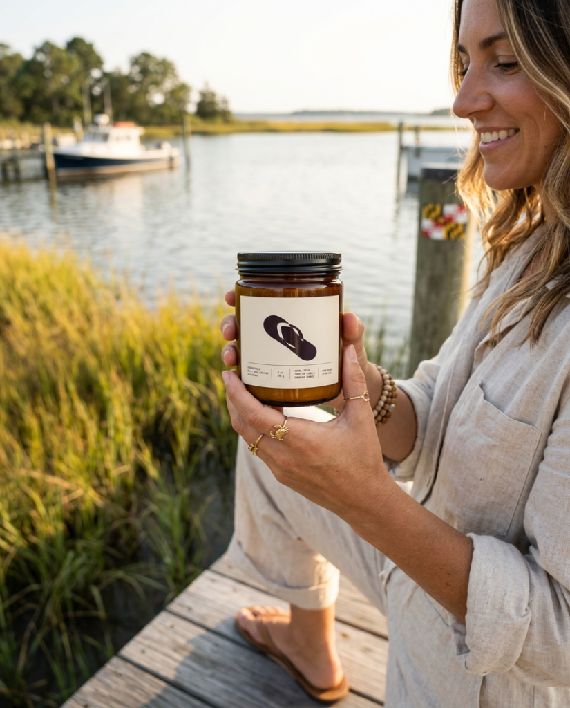 Firefly_Gemini Flash_Trendy woman 30 years old who is from the eastern shore in Maryland is holding this c 684031